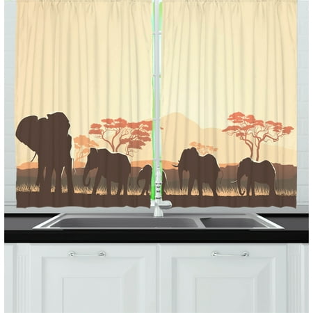Africa Curtains 2 Panels Set African Wildlife Safari Big Animal