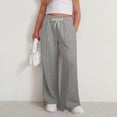 thumbnail image 2 of kpoplk Girls Oversized Wide Leg Sweatpants Drawstring Kids Baggy Straight Leg Track Pants Casual Plain Pockets Joggers(Grey,5-6 Y), 2 of 5