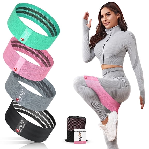4PCS Fabric Resistance Bands,4 Levels Exercise Bands for Working Out,Multi-Colored Workout Bands for Legs and Butt,Stretch Bands for Squat Glute Hip Training,Yoga Booty Bands for Women&Men