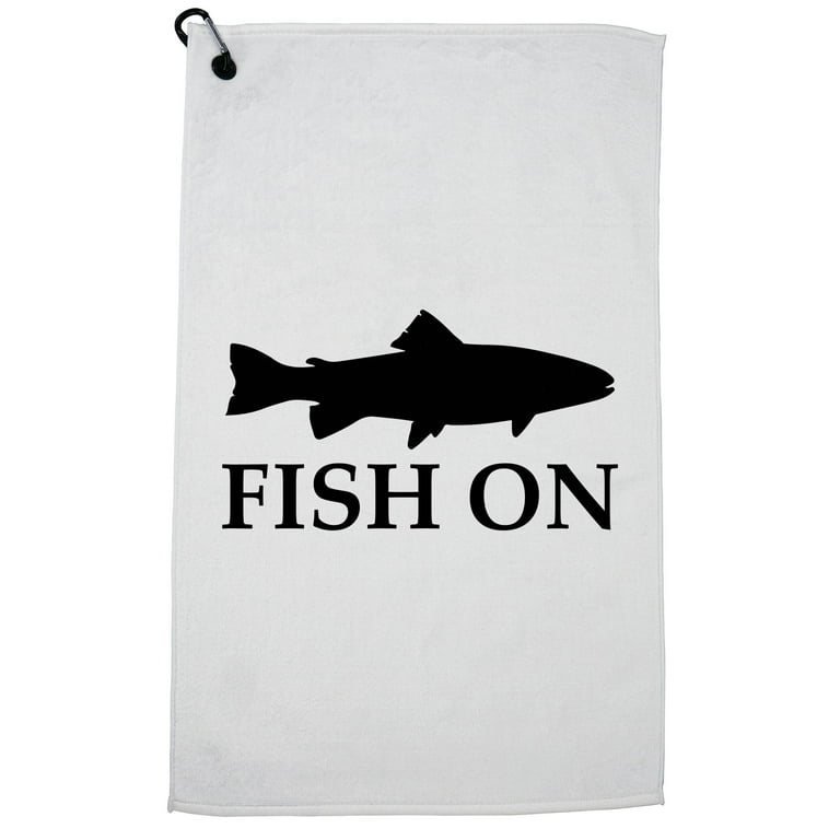 Fish On - Great Love Fishing Graphic Golf Towel with Carabiner Clip 