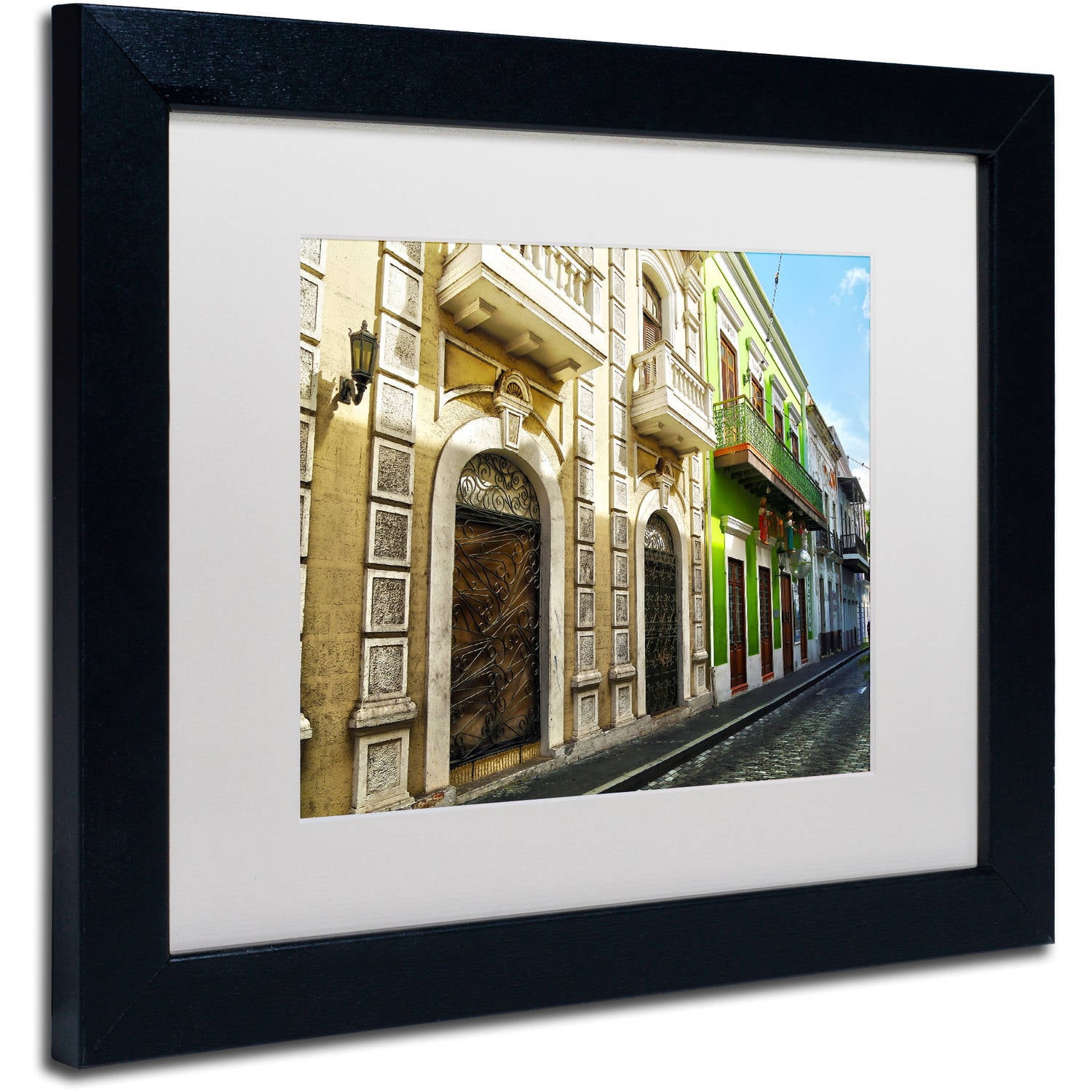 Trademark Fine Art "Old San Juan 8" Canvas Art by CATeyes, White Matte, Black Frame