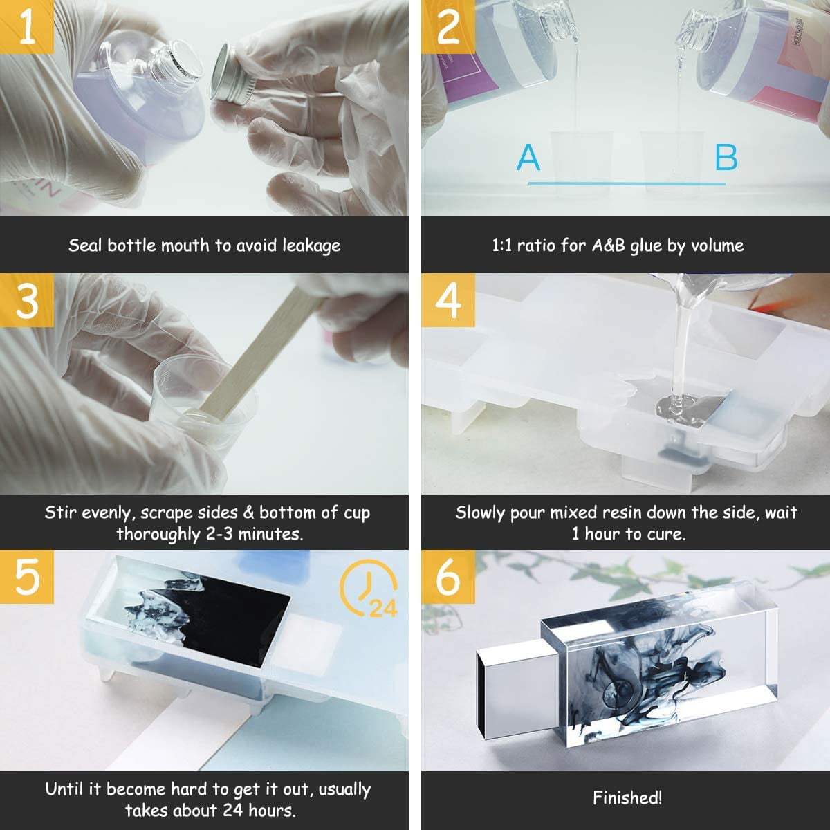 Buy Demorex Crystal Clear Epoxy Resin Kit for Casting & Coating 17 fl.oz with Tools Online at