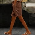 thumbnail image 3 of VBVC Women's Cotton-Linen Drawstring Shorts,Rolled Cuff Casual Summer Shorts For Women,Ladies Lightweight Beach Vacation Loungewear with Pockets,Coffee,S-2XL, 3 of 10