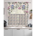 thumbnail image 2 of Pink Blue Hydrangea Kitchen Curtains Sets 36 Inch Length with Valance, Spring Summer Botanical Flowers Swag Valances and Tiers Curtain Set Drapes Swag Curtains for Living Room, Bathroom, Bedroom, 2 of 6