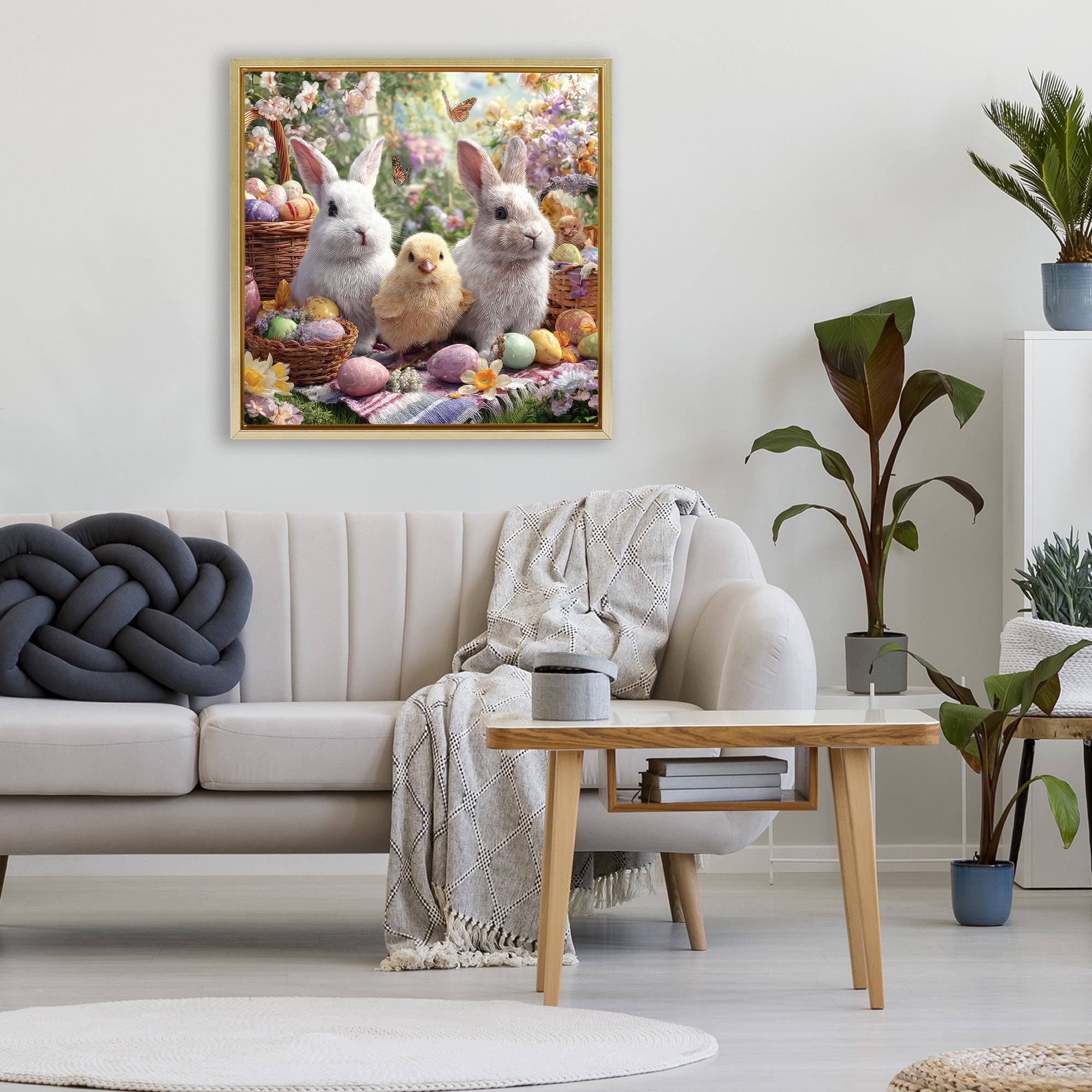 Stupell Industries Easter Animals & Eggs Gold Framed Floater Canvas Wall Art, design by The Wands Want