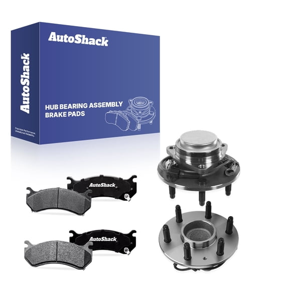 AutoShack Front Ceramic Brake Pads   Wheel Hub Bearing Assemblies with ABS Replacement for 2007 GMC Sierra 1500 Classic 2003-2008 Chevrolet Express 1500 2003-2008 GMC Savana 1500 6-PC Kit