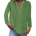 thumbnail image 2 of Green Women Shirts, Women'S Fashion Casual V Neck Button Up Short Sleeved Blouse,Women Shirts L, 2 of 6