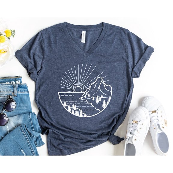 Sun And Mountain T-Shirt, Camping Shirt, Adventure Shirt, Explore Shirt, Hiking Shirt, Gift For Camper, Nature Shirt, Wanderlust Shirt TH210531