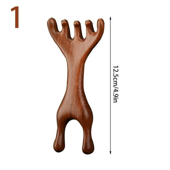 Body Meridian Massage Comb Sandalwood Deer Antlers Wide Tooth Acupuncture Help Blood Circulation Anti-static Smooth Hair