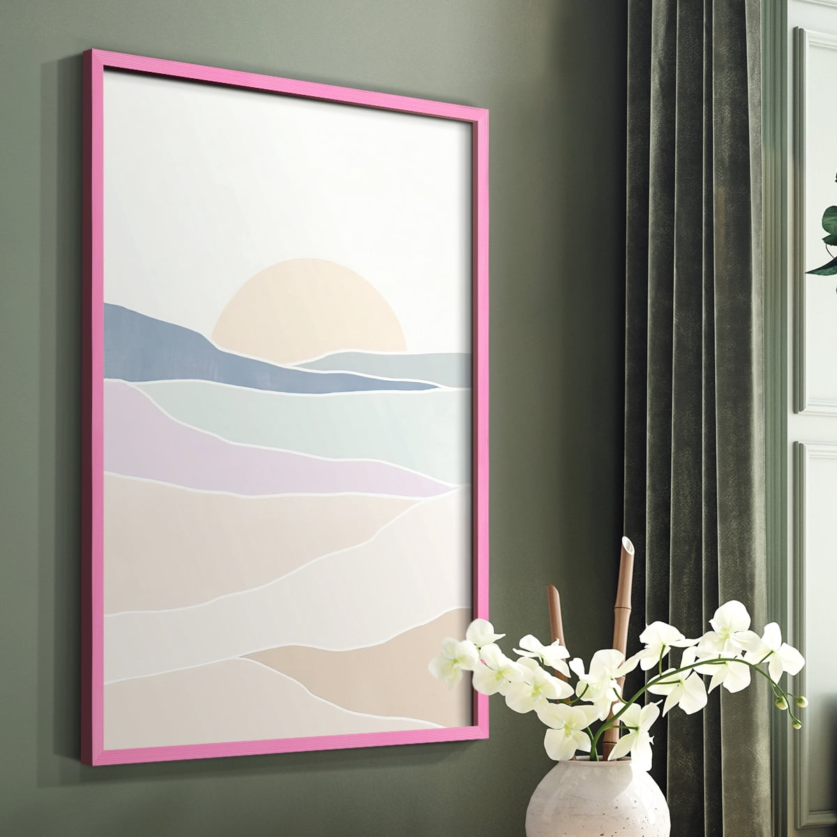 Wave Tableau II Framed Print in Pink Solid Wood 8 x 10 Framed Print
