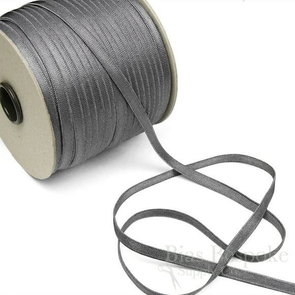 5 Yards of Astra 8mm Luminous Bra Strap Elastic, Pewter Gray, Made in Italy