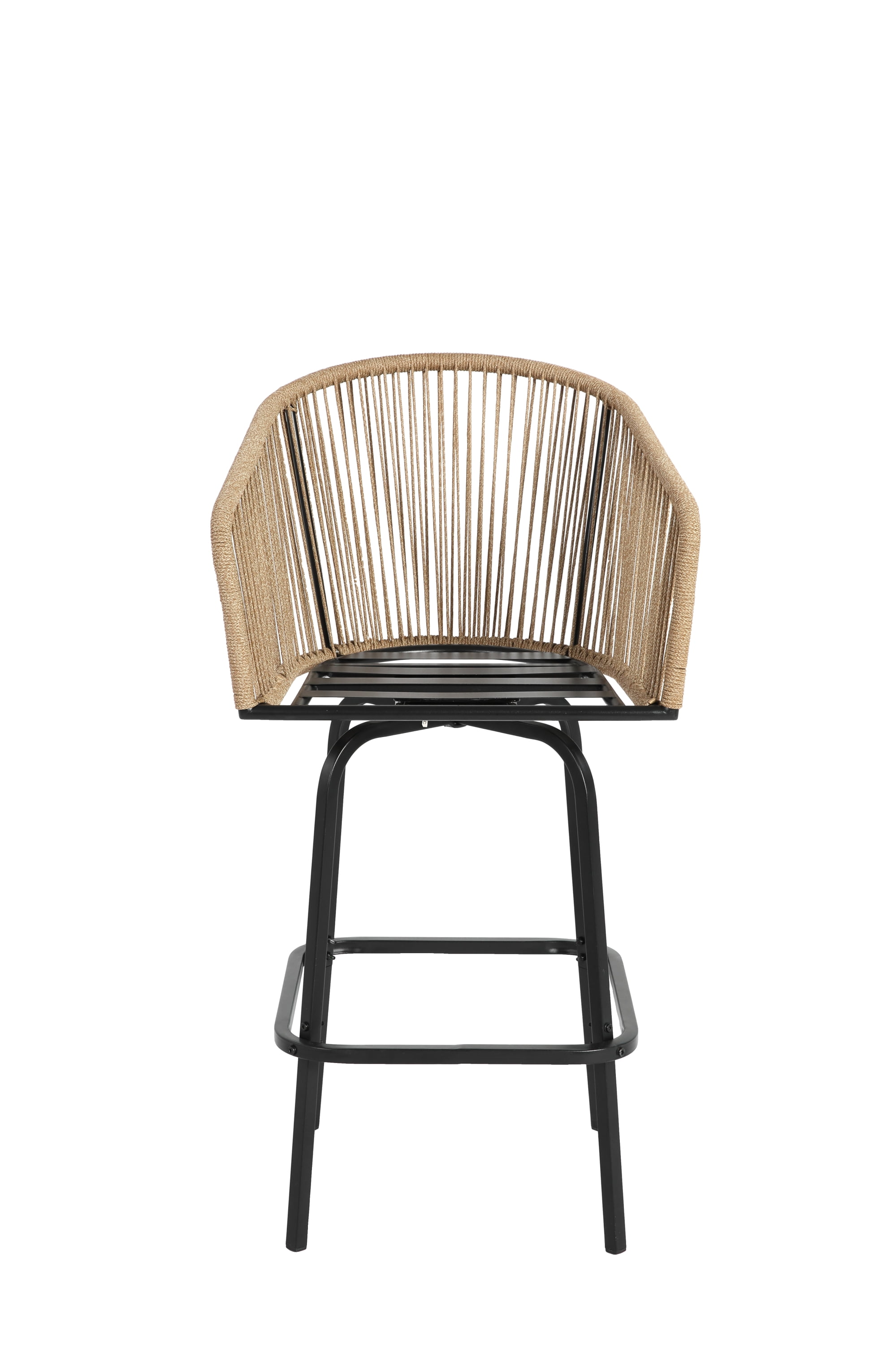 MOONMISS Outdoor Patio 360°Swivel All Weather Rattan Bar Stools(set of 2) with Backrest-Blue