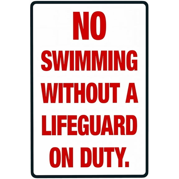 Aluminum No Swimming Without A Lifeguard On Duty Sign 12 x 8 Inches - Pool Sign Wall Mount Warning, Vintage Style, Indoor Outdoor Pool Area