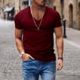 thumbnail image 4 of Big and Tall Shirts for Men Shirt Casual Fashion Solid Color Short Sleeved Lapel Shirt Heavy T Mans Shirts Large Tall Mens Mens Plain Socks Size 13-15 Novelty T Beaded Turtleneck Men's V M, 4 of 7