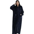 thumbnail image 3 of Flannel Nightgowns for Women Plus Size Zipper Front Bathrobe Winter Warm Nightdress Women's Nightgowns and Sleepshirts Fuzzy Fleece Pajamas with Pockets, 3 of 5