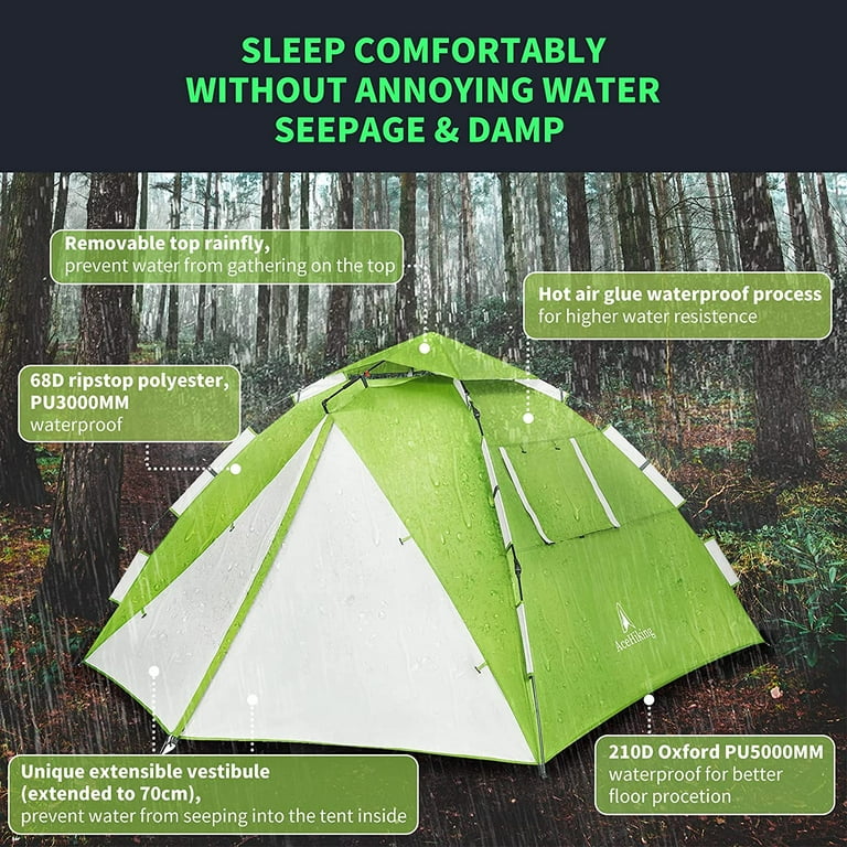 Pop Up Tent 4 Person Camping Tent Family Camping Tent Instant Tent Winter Tent Portable Automatic Tent Waterproof Windproof for Camping Hiking