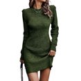 thumbnail image 3 of hirigin Women Knit Dress, Long Sleeve Crew Neck Solid Slim Fit Mini Dress for Casual Daily, 3 of 6