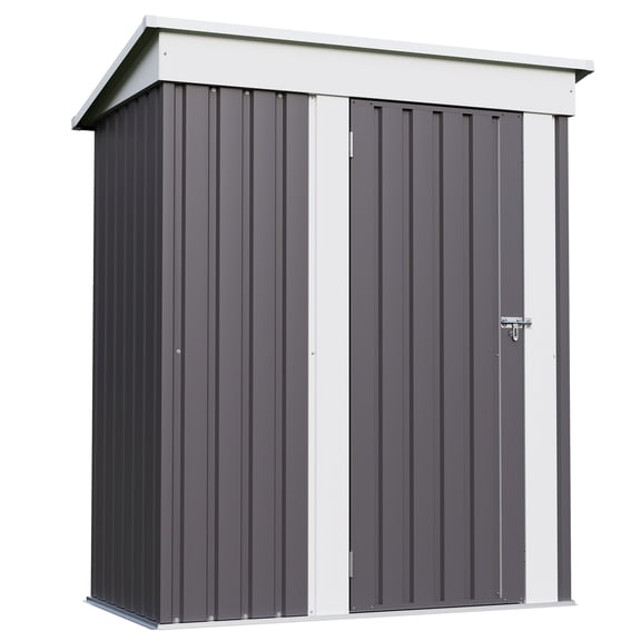 5x2.7 FT Outdoor Storage Shed with Window, Outdoor Waterproof Storage Shed Metal Garden Shed with Lockable Single Door,Weather Resistant Tool Storage House Shed for Garden