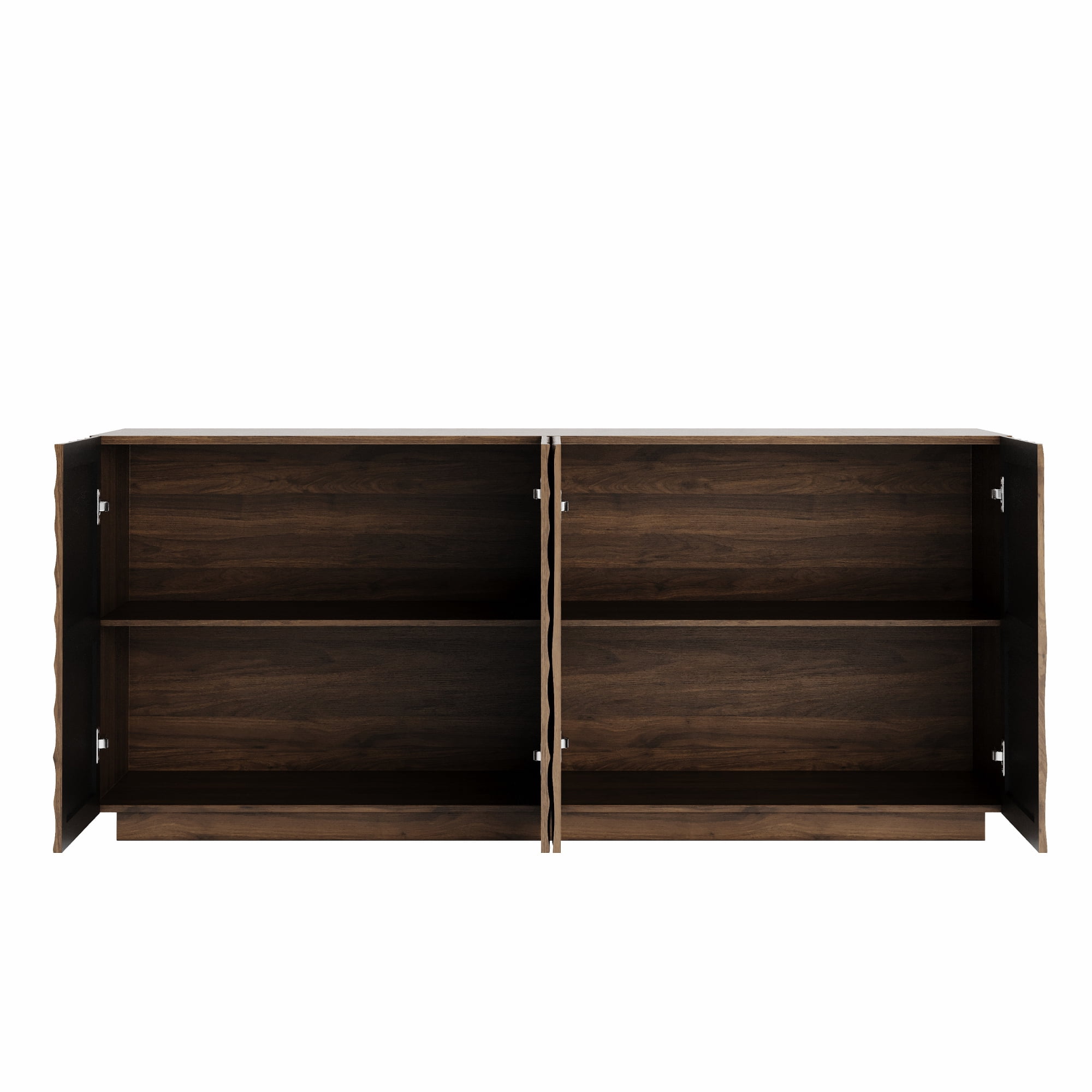 Leumius 59" Wide Modern Buffet Cabinet with 4 Storage Doors, Freestanding Luxury Sideboard Cabinet with Anti-Toppling Device, Accent Storage Buffet for Kitchen, Living Room Walnut