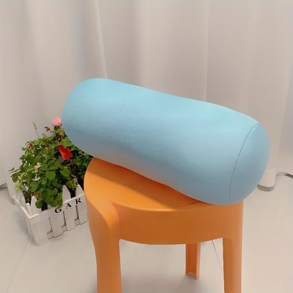 Portable Mini Micro Bead Roll Pillow - Odorless, No Power Needed, Ideal for Travel & Bed Decor, Cozy Cylindrical Design, Portable Cushion-Sky Blue