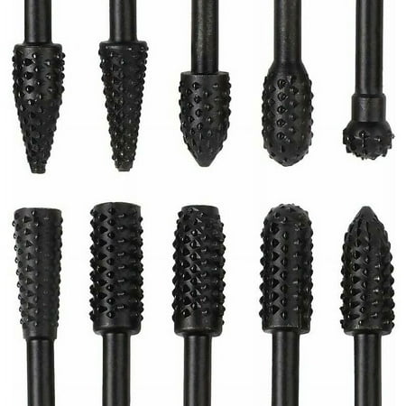 

Tungsten Carbide Wood Carving Tools for Dremel Sculpting Modeling Polishing & DIY 10 Pieces Black Metal Drill Bit Set 6.3mm 1/4 Anti-Rust