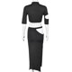 thumbnail image 5 of Top Corto + Faldas Crop Top + Faldas con cordones Moda Vendaje Slim Y2K Falda Conjunto Sólido Ahuecado Ygjytge para Mujer Negro T XXL, 5 of 9