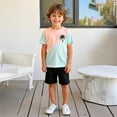 thumbnail image 6 of Boy Outfits Short Sleeve Cute Prints T Shirt Tops Shorts Kids Boys' Clothing Sets, 6 of 7