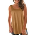 thumbnail image 2 of Miluxas Tank Tops for Women Sleeveless Crew Neck Workout Yoga Shirts Summer Casual Beach Vacation Undershirt Flowy Blouses Khaki-A 8(L), 2 of 6