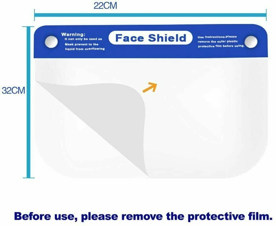 CRESTIN- 10Pcs Safety Full Face Shield Reusable Washable Face Mask Clear Protection Cover