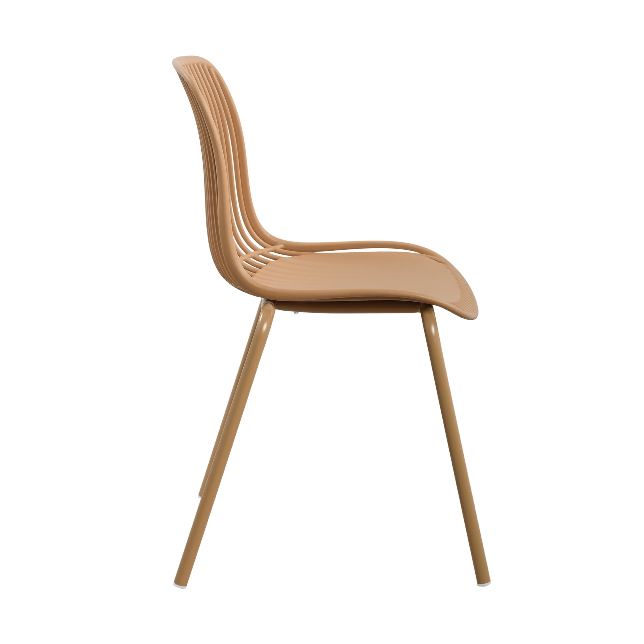 Christopher Knight Home Modern Plastic Outdoor Dining Chairs with Iron Legs, Yellow Brown, Set of 2