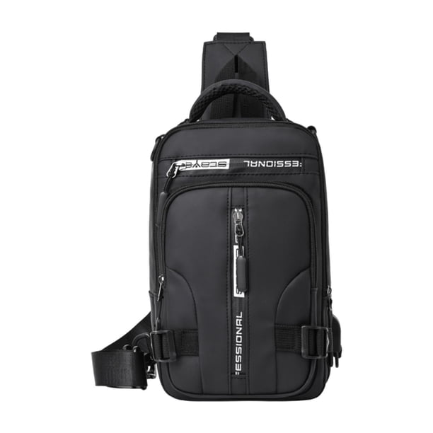 Bolso bandolera moderno impermeable para hombre con puerto de carga USB - Estilo informal de negocios Negro