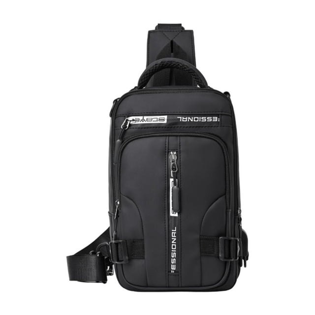 Bolso mensajero informal de negocios impermeable para hombre, mochila para caminar con carga USB Negro