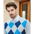 thumbnail image 5 of Kallspin Men's Argyle Crewneck Knit Sweater Wool Blend Long Sleeve Pullover Sweaters(Light Gray,2X-Large), 5 of 7