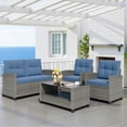 thumbnail image 7 of Walsunny 4 Pieces Outdoor Sectional Conversation Wicker Patio Furniture Set with Cushion Table for Backyard,Porch,Garden,Poolside Balcony,Gray, 7 of 7