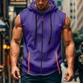 thumbnail image 2 of Evdexr Zip Up Hoodie for Men Sleeveless Tank Tops Hooded Drawstrings Gym Solid Pullover Lightweight Muscle Fit Zipper Loose Fit Sweatshirts Purple S, 2 of 5