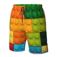thumbnail image 4 of Susaid Colorful Building Blocks Print Men's Swim Trunks Hawaiian Bathing Mesh Lining Suit Swimsuits Beach Shorts with Pockets-Large, 4 of 6