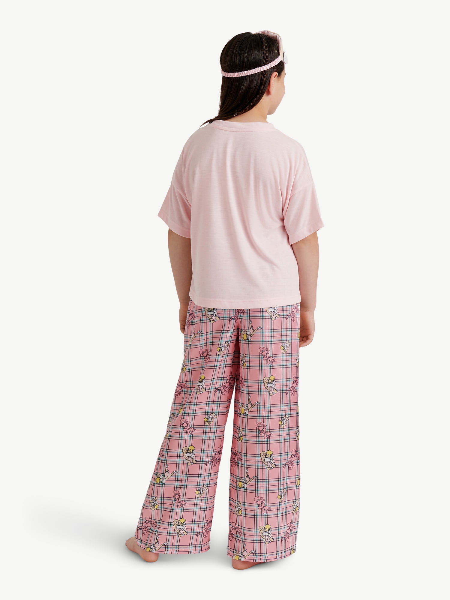 Looney Tunes X Justice Girls Short Sleeve Sleep Top and Sleep Pants with Eyemask, 3-Piece, Sizes 5-18