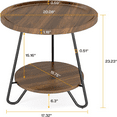 thumbnail image 2 of Round Side Table with Storage Shelf, Wood & Metal Frame, Anti-Drop Fence for Living Room/Bedroom/Nightstand, 2 of 7