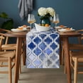 thumbnail image 2 of Blue Morocco Table Runner - 120 Inch Long, Kitchen Dining Table Runner Dresser Scarves, Vintage Graffiti Paint Art Boho Dappled Farmhouse Decor for Coffee Tables Wedding Party Banquet, 2 of 8