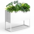 thumbnail image 3 of AwayHome 30.5"H x 15"W x 38"L Outdoor Raised Metal Planter Box with Legs,All-Weather Rectangular Outdoor Flower Box,White, 3 of 7