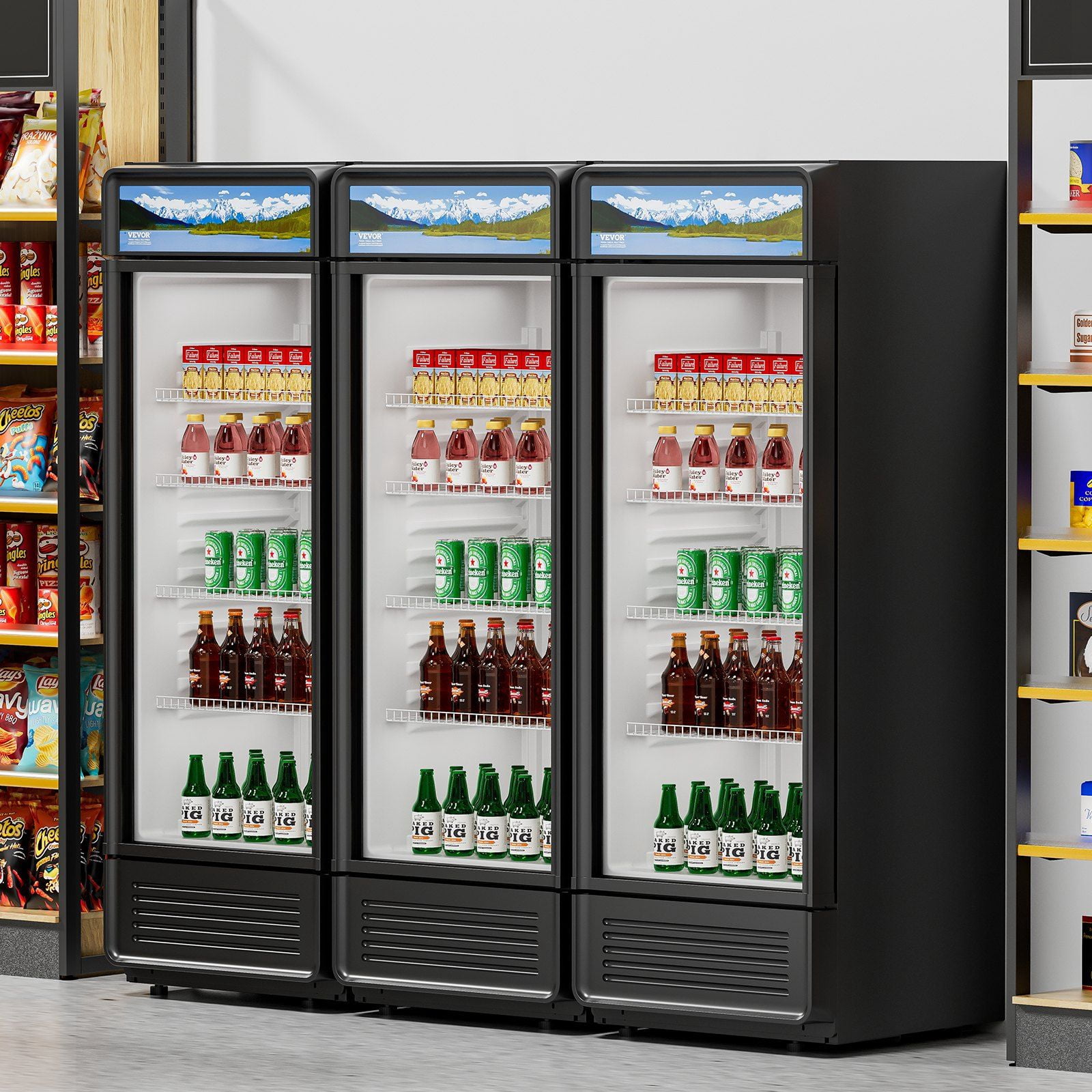 Commercial Merchandiser Refrigerator 6.9 CU.FT Glass Door Beverage Cooler with LED Display – Perfect for Stores & Restaurants