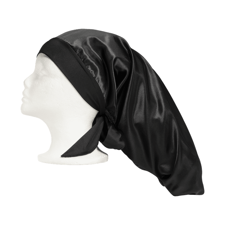 Cantu Braid Bonnet Extra Long Sleep Cap, Black