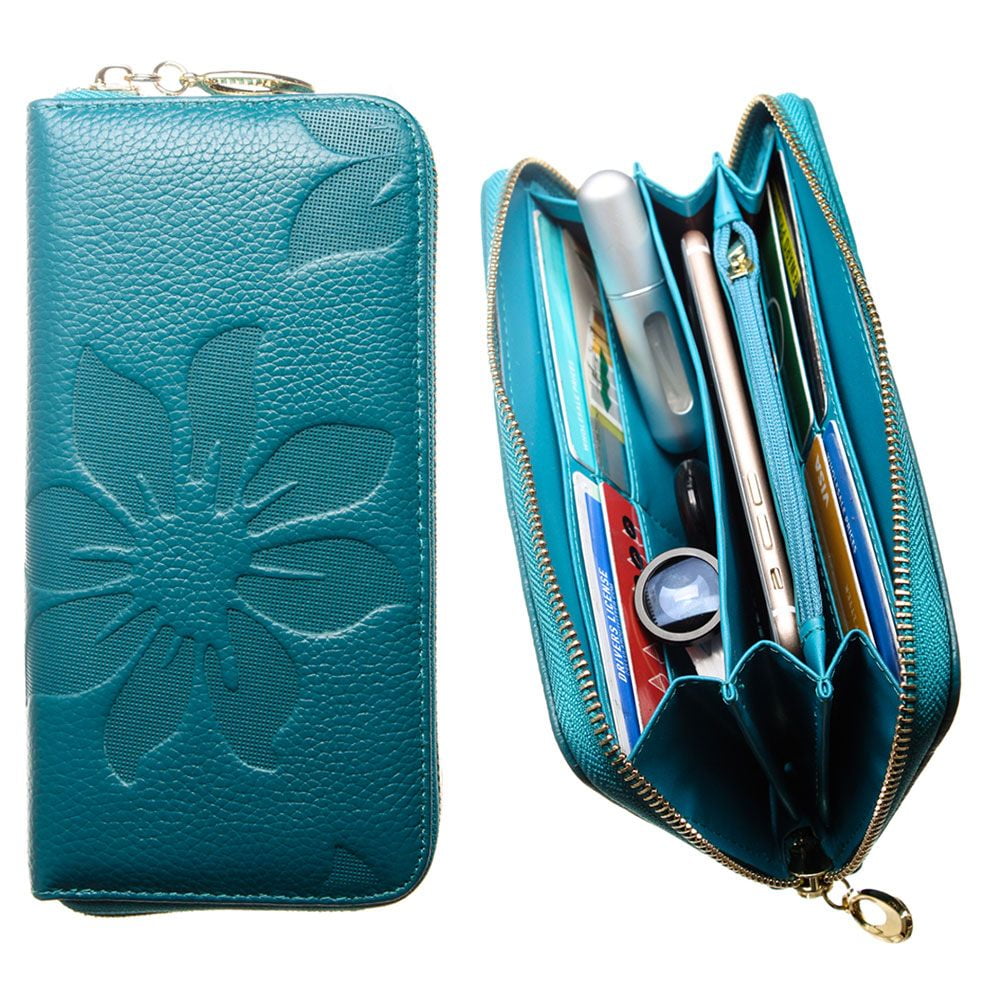 CellularOutfitter Leather Clutch/Wallet Case Embossed Flower Design w