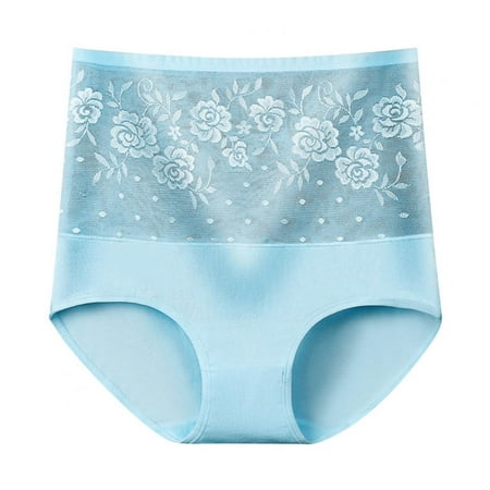 

Xmarks Women s Briefs Underwear Cotton High Waist Tummy Control Panties Rose Jacquard Ladies Panty Blue 126-160LBS