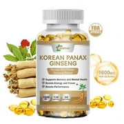 Organic Extra Strength Red Korean Panax Ginseng Capsules,NON-GMO 120 Capsule