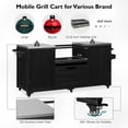 thumbnail image 5 of Euroco 66.5" Outdoor Grill Table with Stainless Steel Top,Solid Fir Wood BBQ Prep Station with Wheels, Drawers & Storage Cabinets, 5 of 9