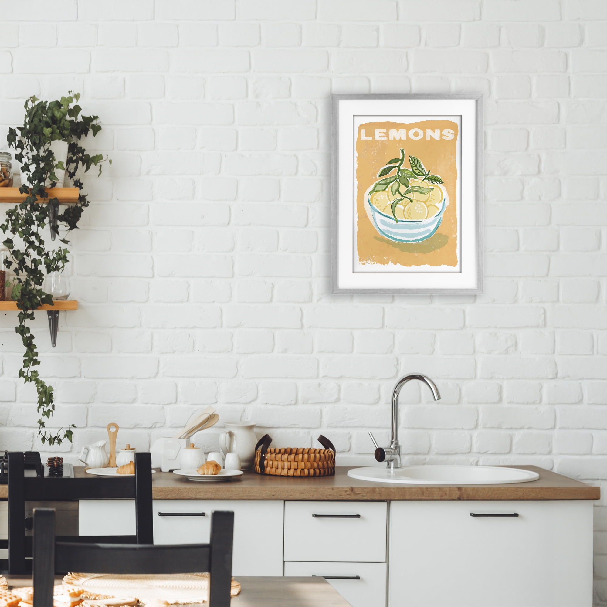 Stupell Industries Lemon Twist Motif Gray Framed Print Under Glass, design by Chad Barrett
