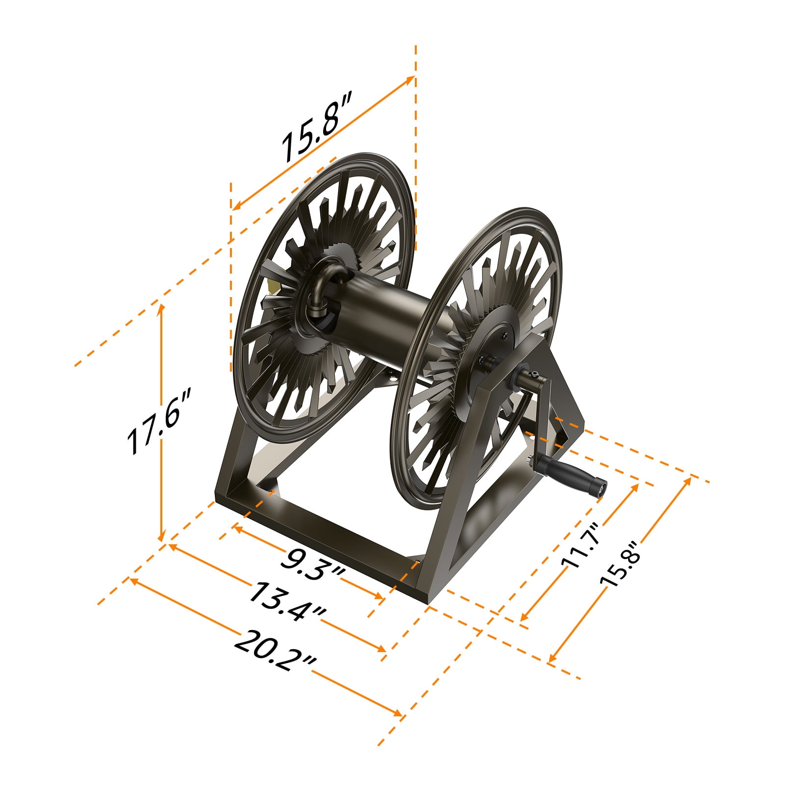 Outlandpro Garden Wall/Floor Mount Hose Reel, Decorative Hose Reel, Garden Heavy-Duty Water Hose Holde, Holds 200-Feet of 5/8-Inch Hose