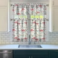 thumbnail image 3 of Kitchen Curtains 36 Inch Short - 3 Panel Set, Flamingo Tropical Bird Print, Rod Pocket Window Curtain, 100% Polyester for Hawaiian Summer Beach Decor, Easy Wash, 3 of 6