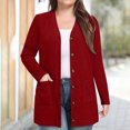 thumbnail image 2 of Womens Puffer Jacket Cardigan Lightweight Soft Knit Cardigan Long Sleeve Lightweight Open Front Button Sweat Shirts 2025 Fall Fashion Cardigans with Pockets Dressy Winter Clothes, 2 of 7